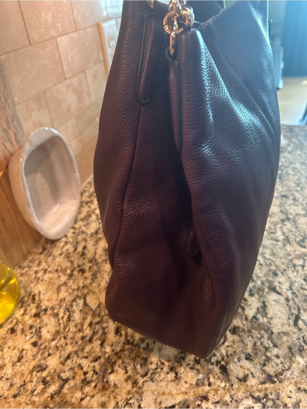 Coach Madison Phoebe plum pebbled triple compartment leather shoulder bag - Picture 6 of 13